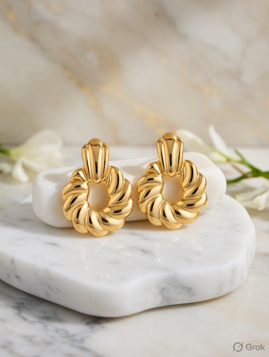 Golden Twist Drop Earrings