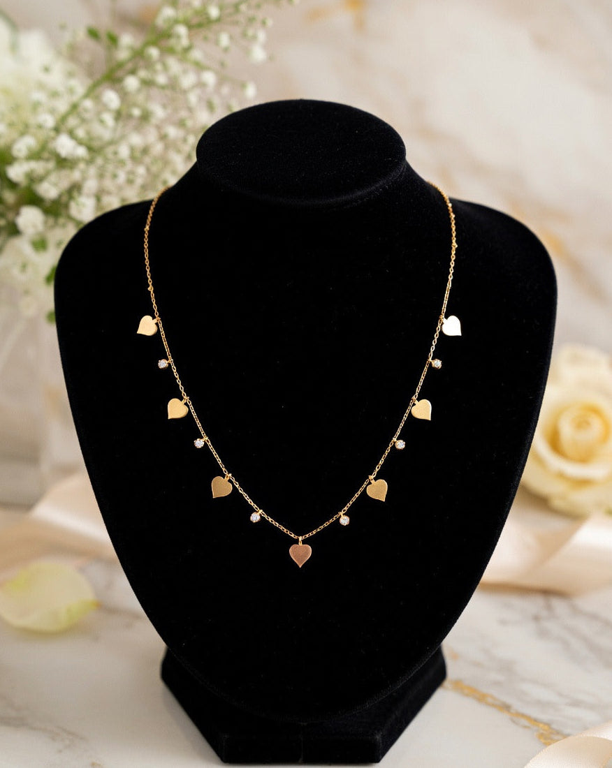 Golden Hearts Dangle Necklace