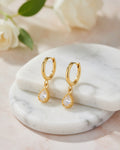 Golden Teardrop Charm Huggie Earrings