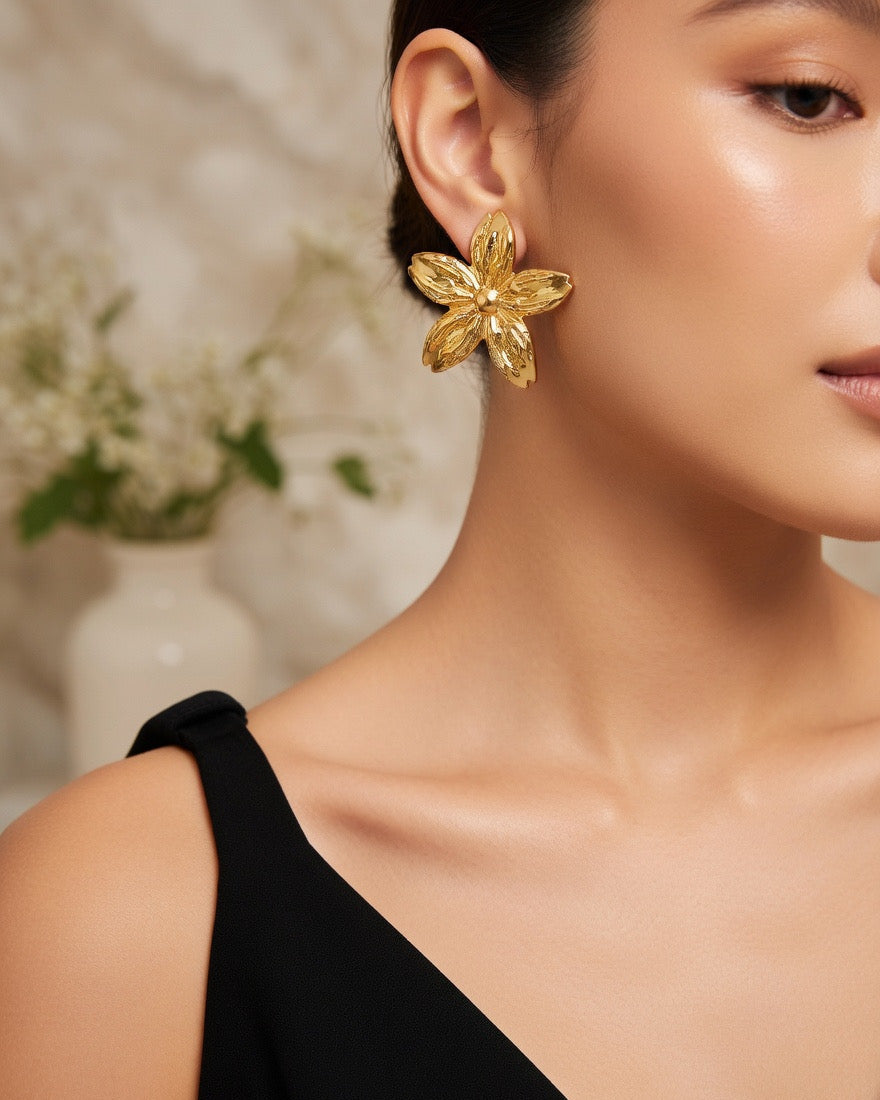 Golden Blossom Statement Earrings
