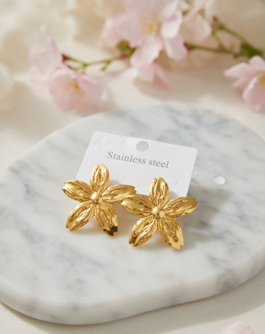 Golden Blossom Statement Earrings