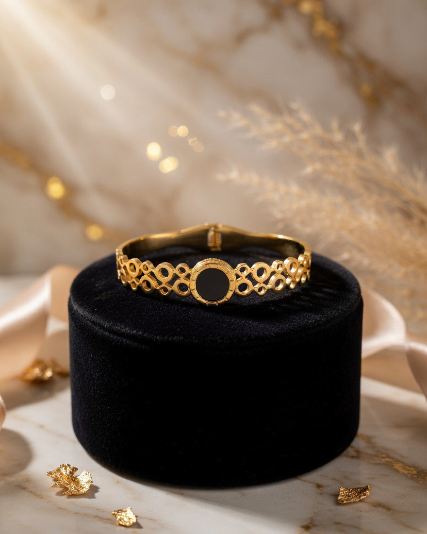Black Intricate Circle Lace adjustable Bracelet