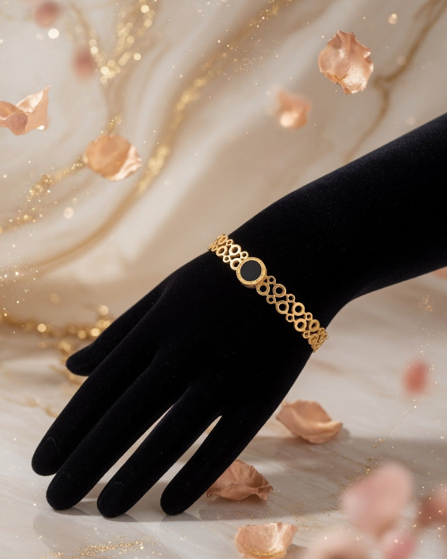 Black Intricate Circle Lace adjustable Bracelet