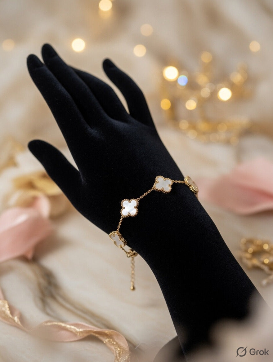 White Clover Charm bracelet