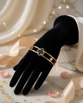 Black Enamel Four Leaf Clover Adjustable Bracelet