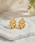 Golden Coral Stud Earrings