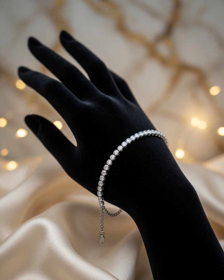 Silver Tennis Bracelet - Cubic Zirconia CZ Eternity Bracelet
