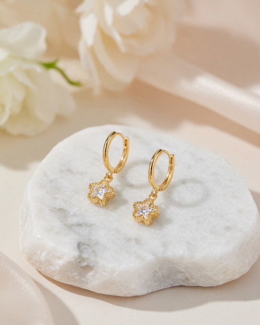 Golden Star Charm Huggie Earrings
