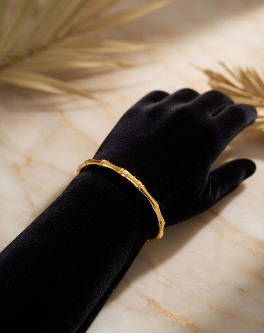Dainty Gold Bamboo Adjustable Bracelet