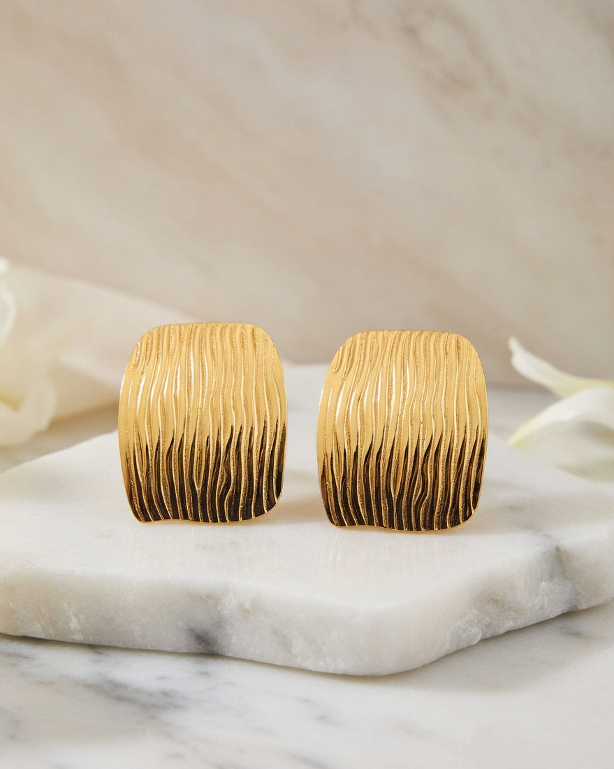 Golden Ripple Stud Earrings