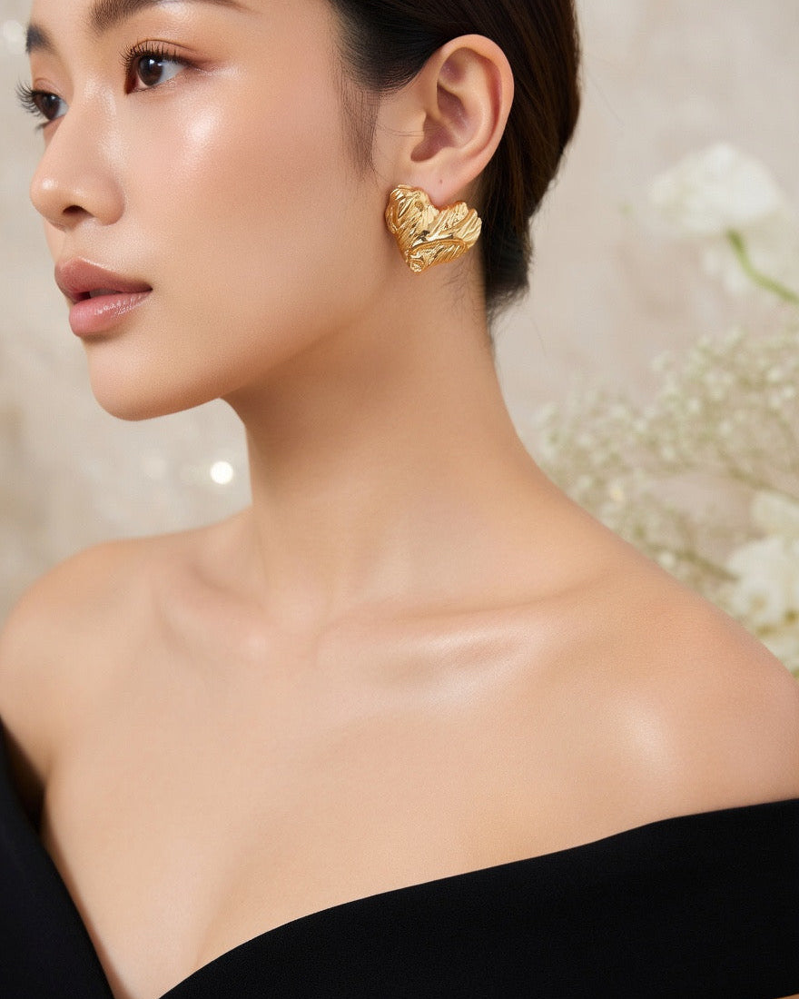 Molten Heart Stud Earrings