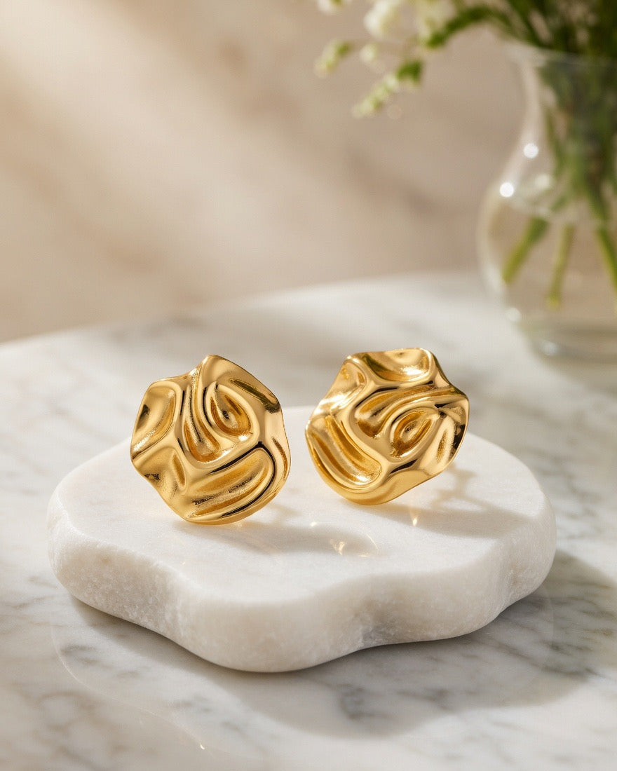Molten Gold Stud Earrings