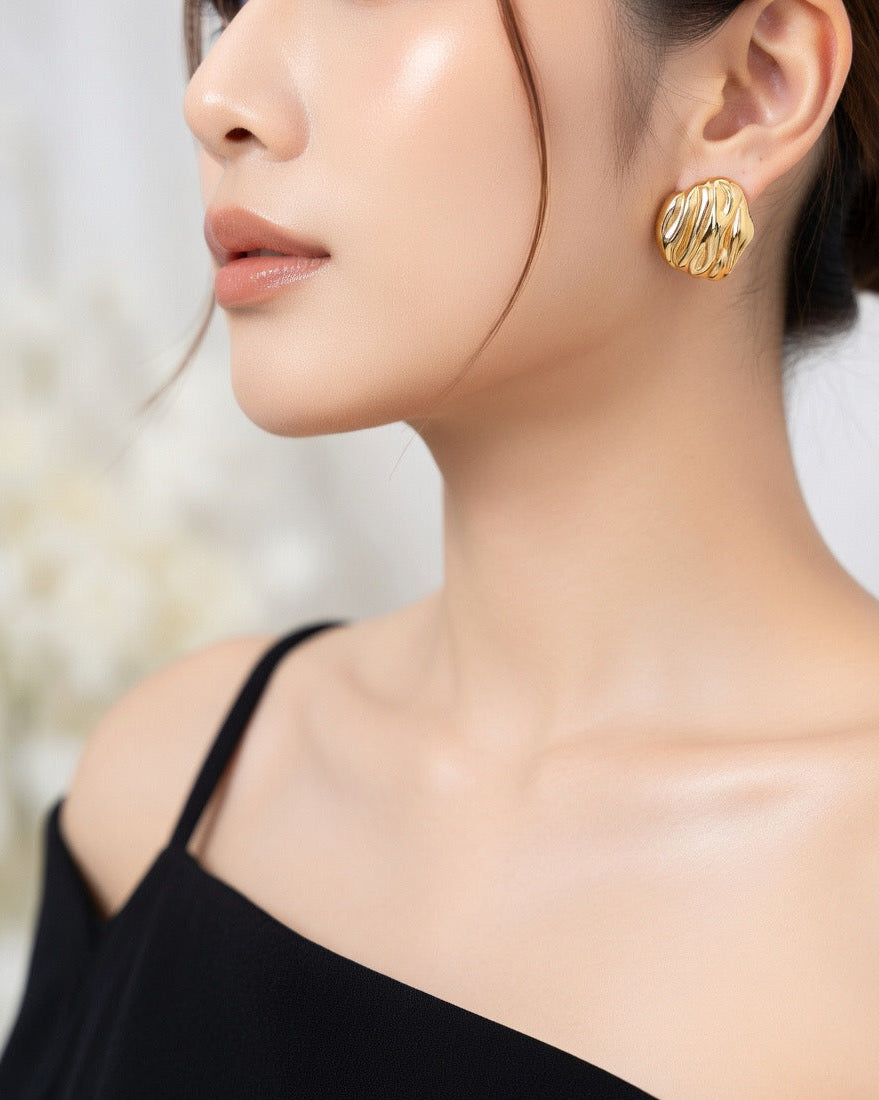 Molten Gold Stud Earrings