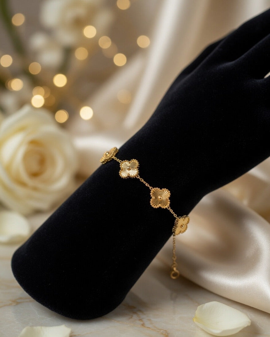Golden Clover Charm Bracelet