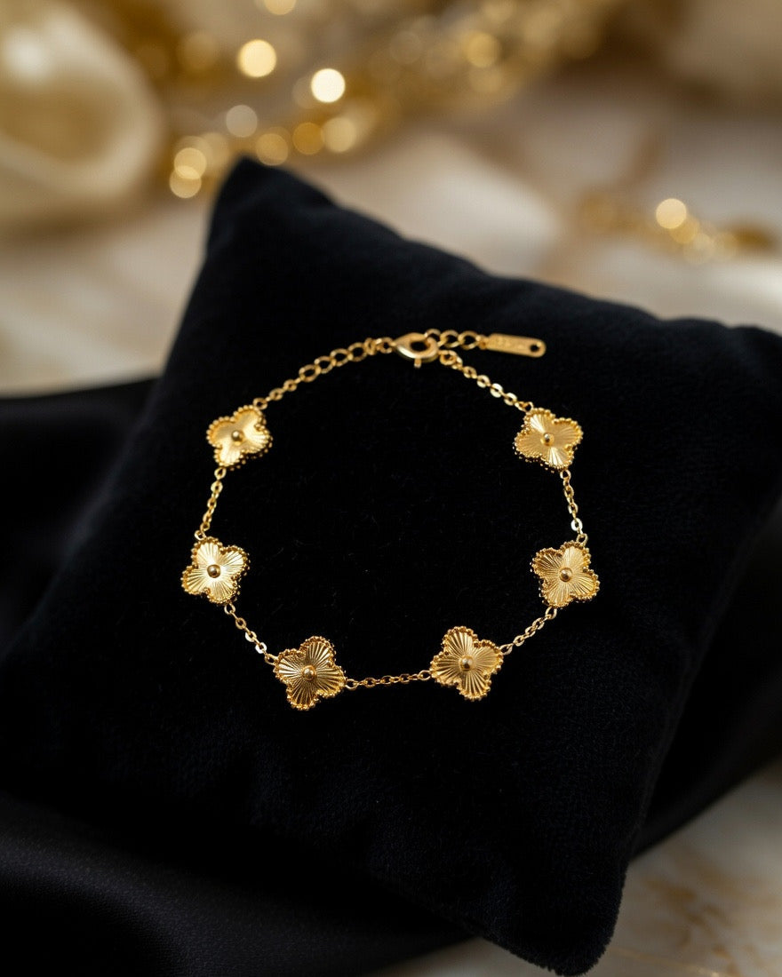 Golden Clover Charm Bracelet
