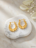 Golden Heart Charm Hoop Earrings