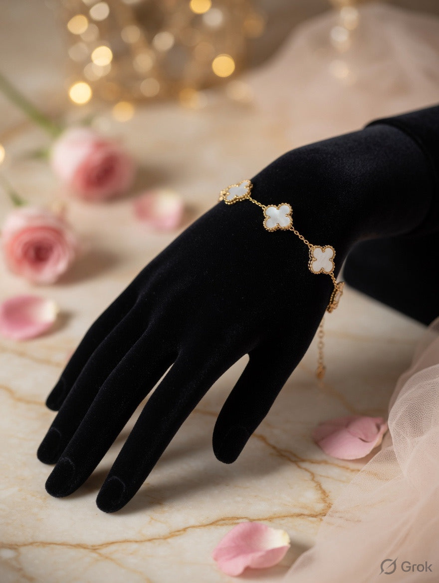 White Clover Charm bracelet