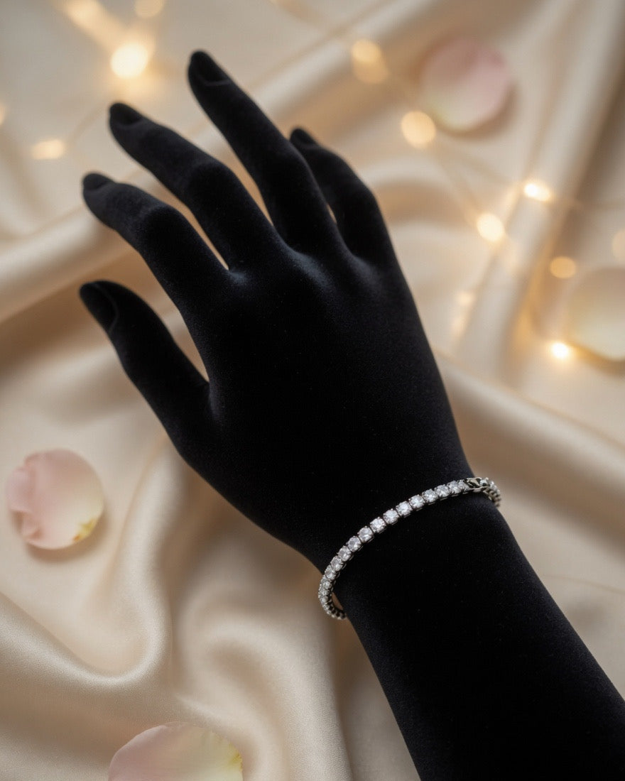 Silver Tennis Bracelet - Cubic Zirconia CZ Eternity Bracelet