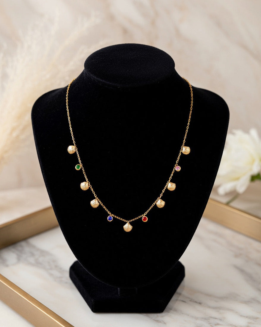 Multicolour shell charm necklace