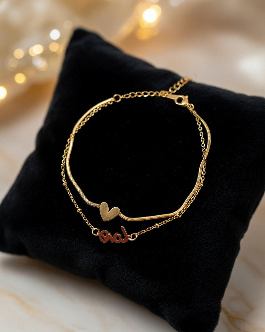 Heart Charm snake chain Bracelet