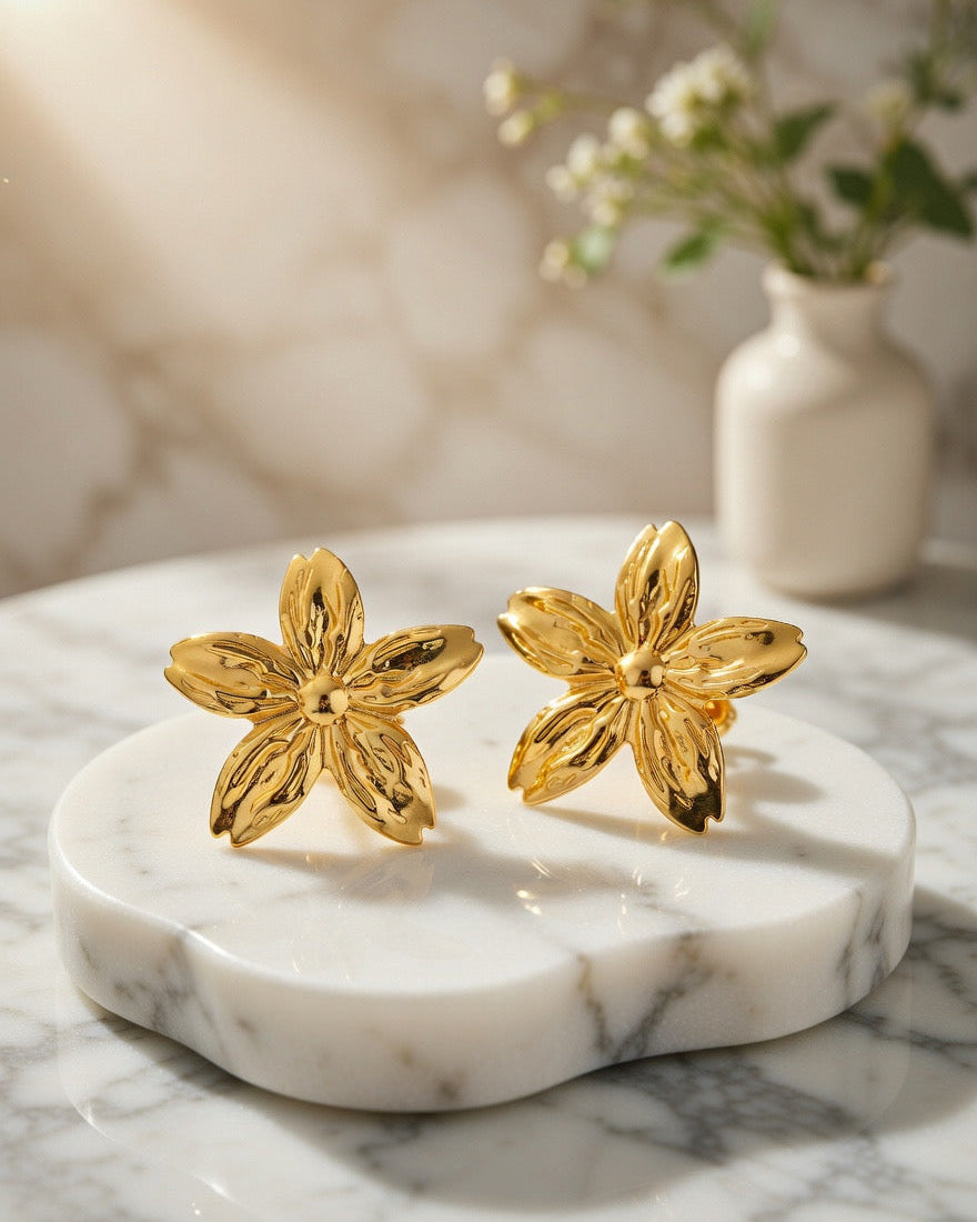 Golden Blossom Statement Earrings