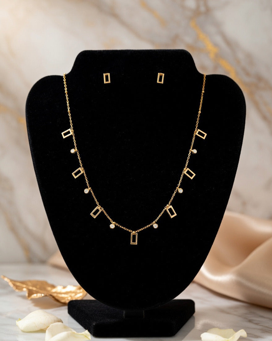 Elegant Geometric Charm Gold-Plated Necklace Set