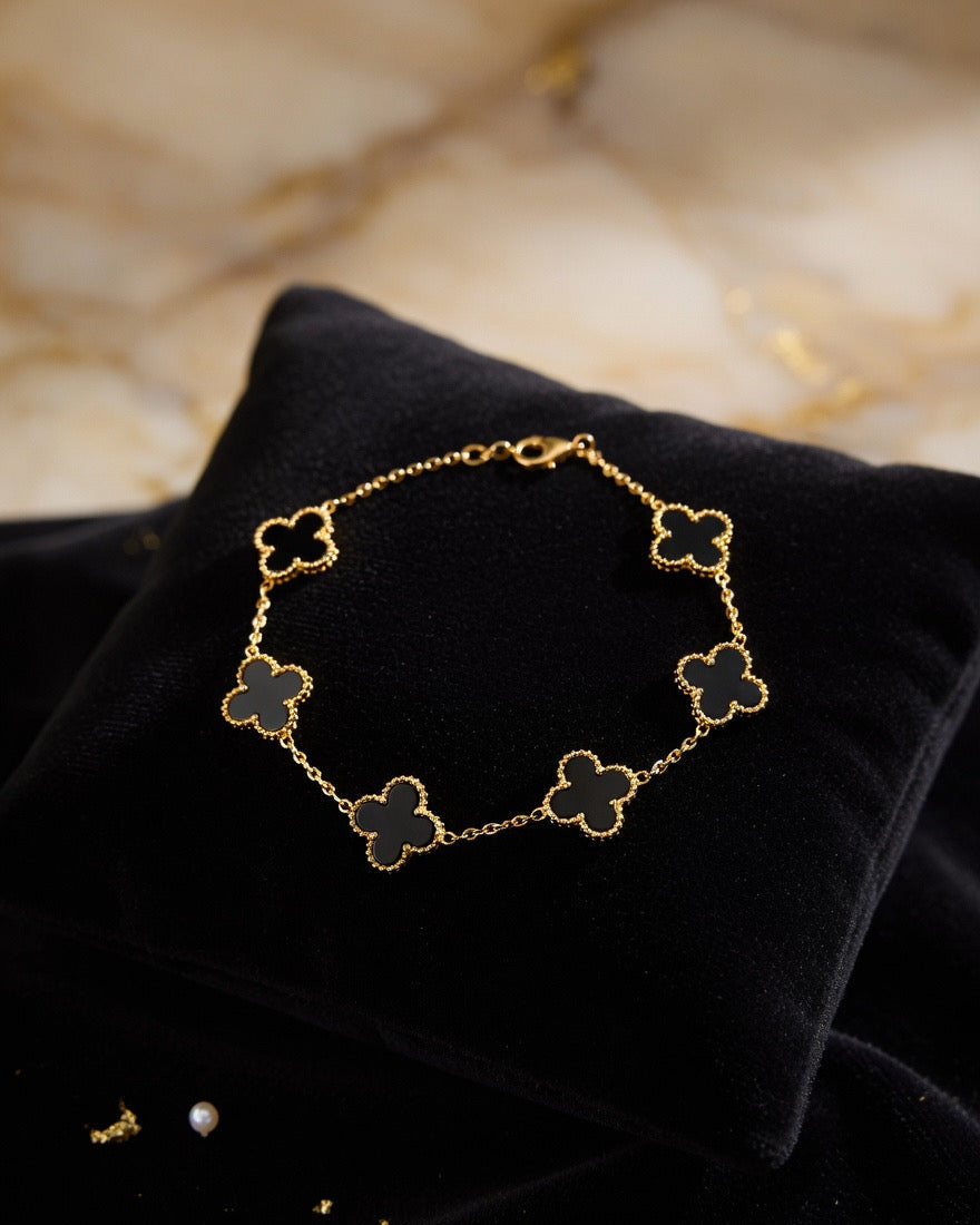 Elegant Black Clover Charm Bracelet