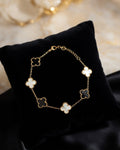 Black & White Clover Stack Bracelet