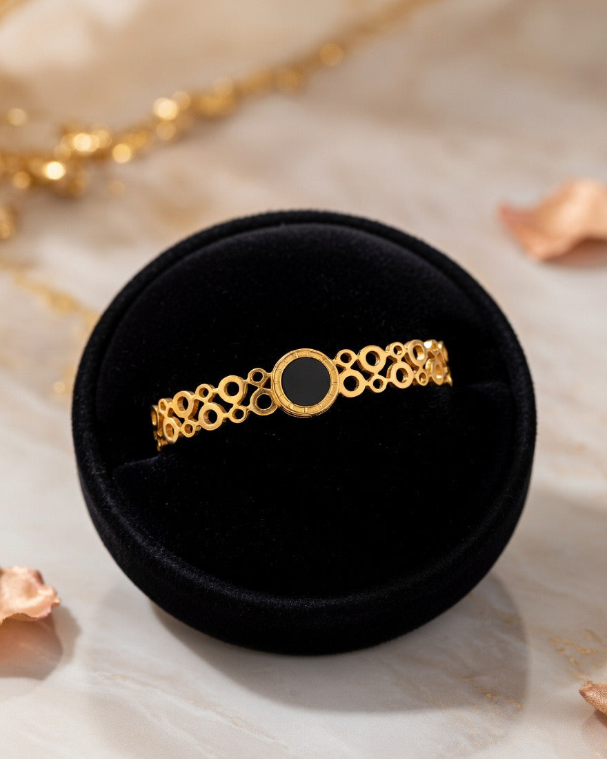 Black Intricate Circle Lace adjustable Bracelet