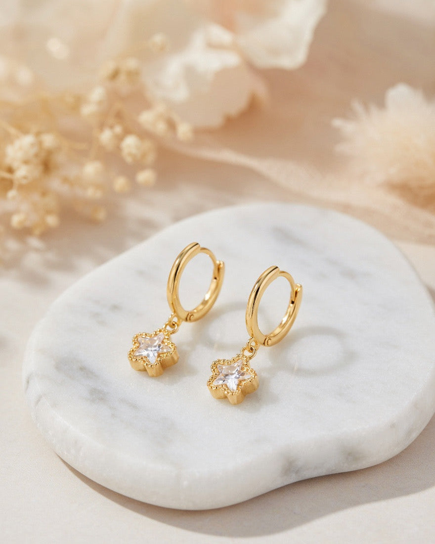 Golden Star Charm Huggie Earrings