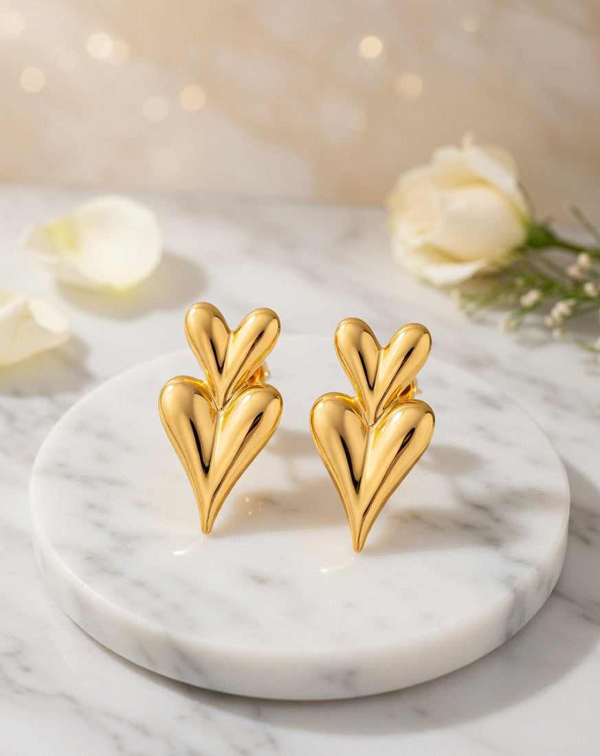 Double Heart Statement Earrings