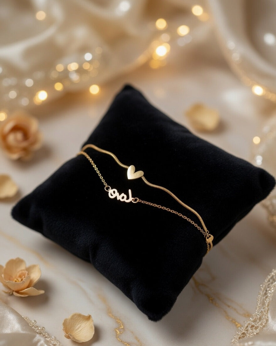 Heart Charm snake chain Bracelet