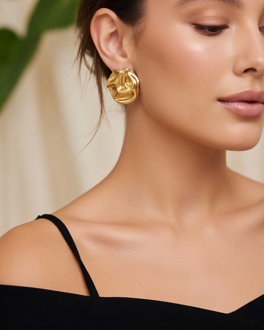 Molten Gold Stud Earrings
