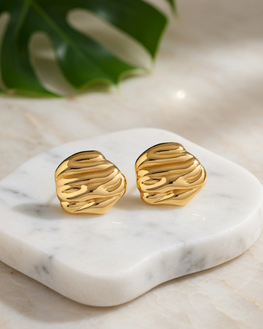 Molten Gold Stud Earrings