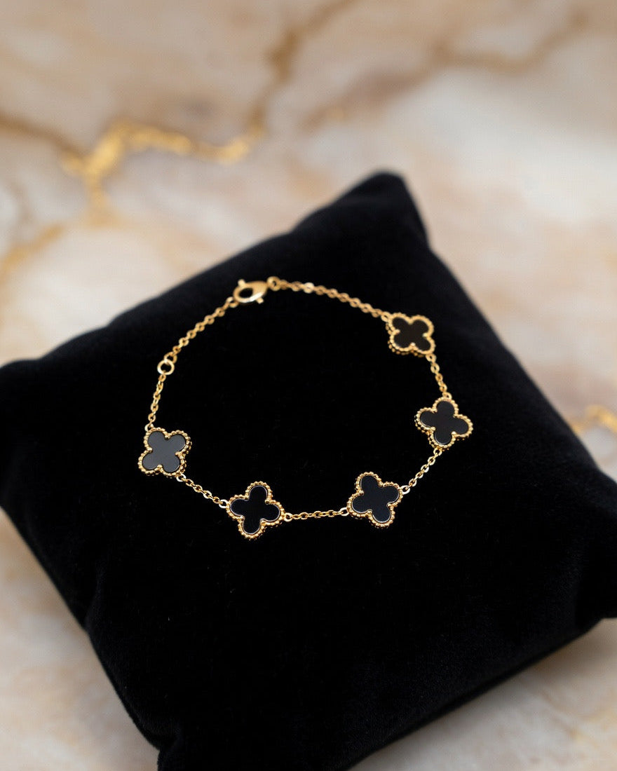 Elegant Black Clover Charm Bracelet