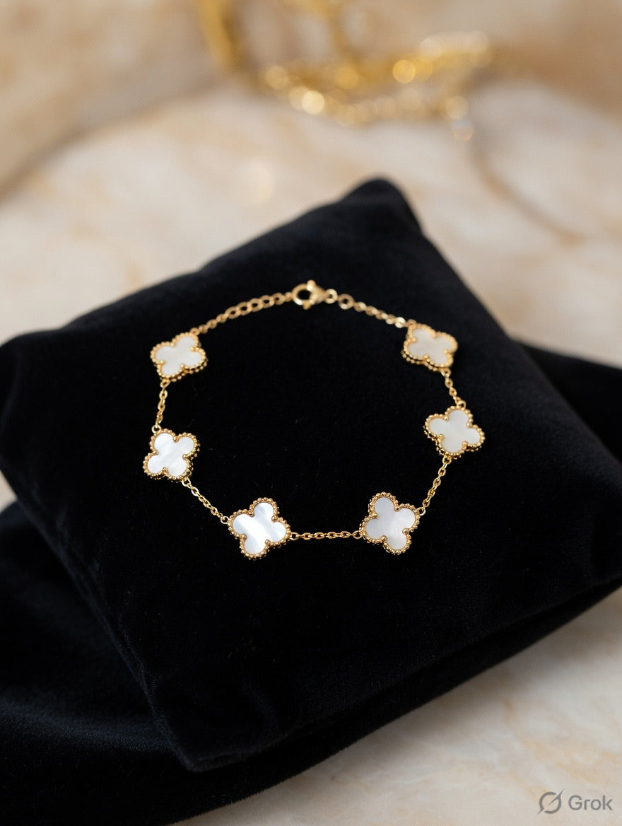 White Clover Charm bracelet