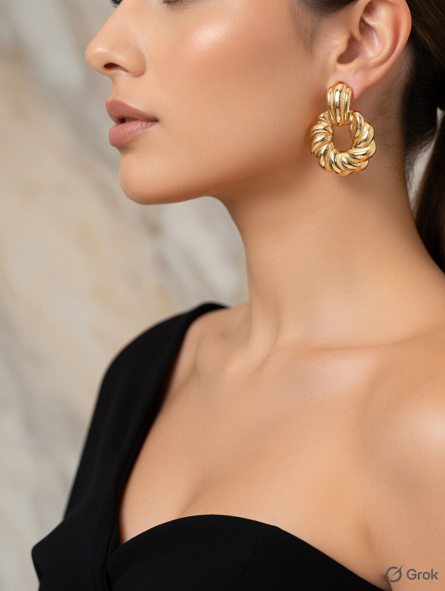 Golden Twist Drop Earrings
