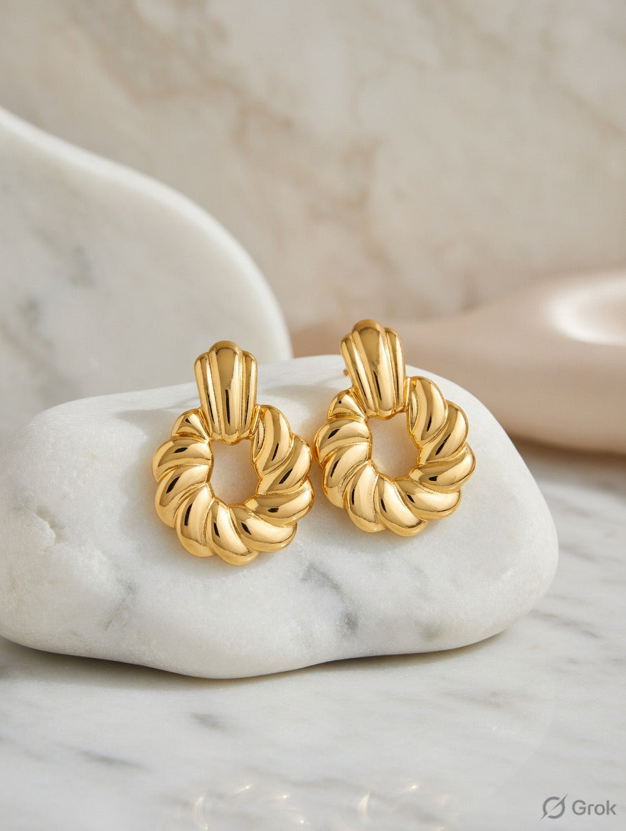 Golden Twist Drop Earrings