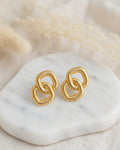 Linked Gold Knot Stud Earrings