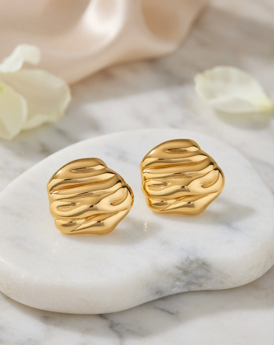 Molten Gold Stud Earrings