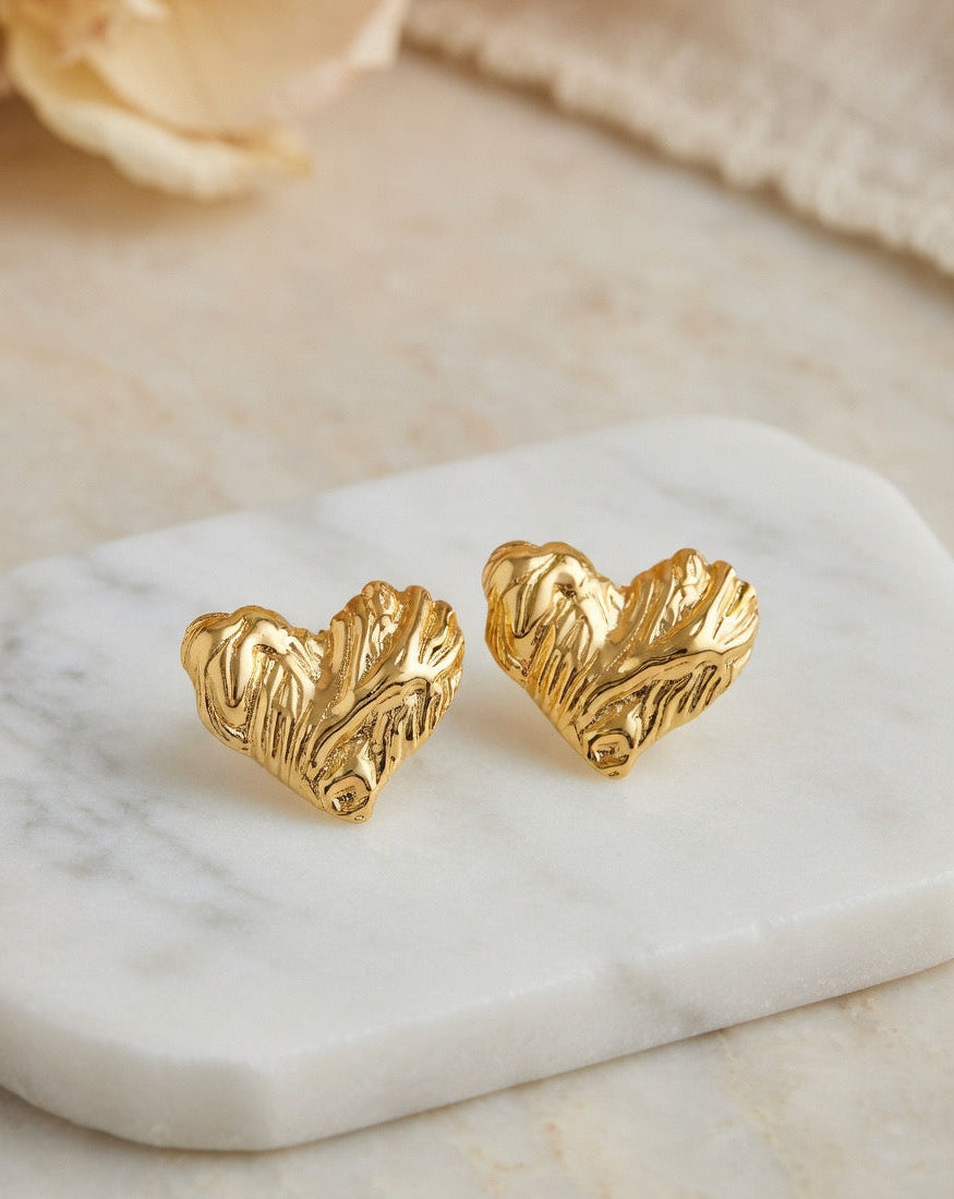 Molten Heart Stud Earrings