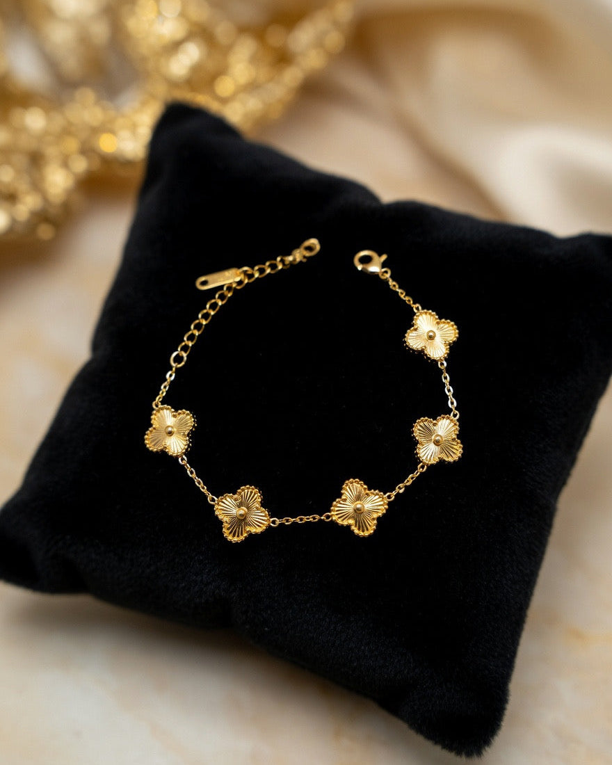 Golden Clover Charm Bracelet