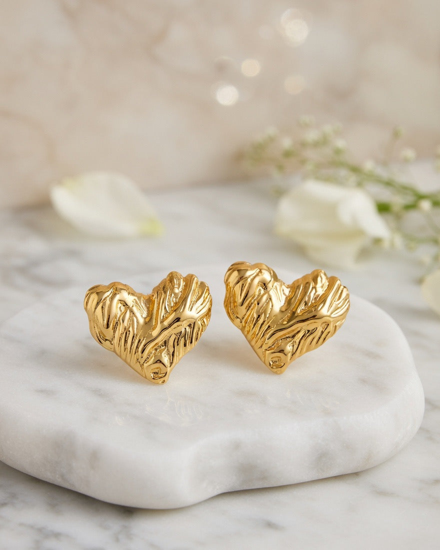 Molten Heart Stud Earrings