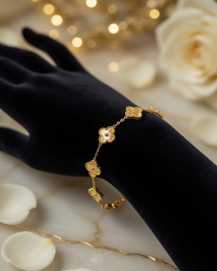 Golden Clover Charm Bracelet