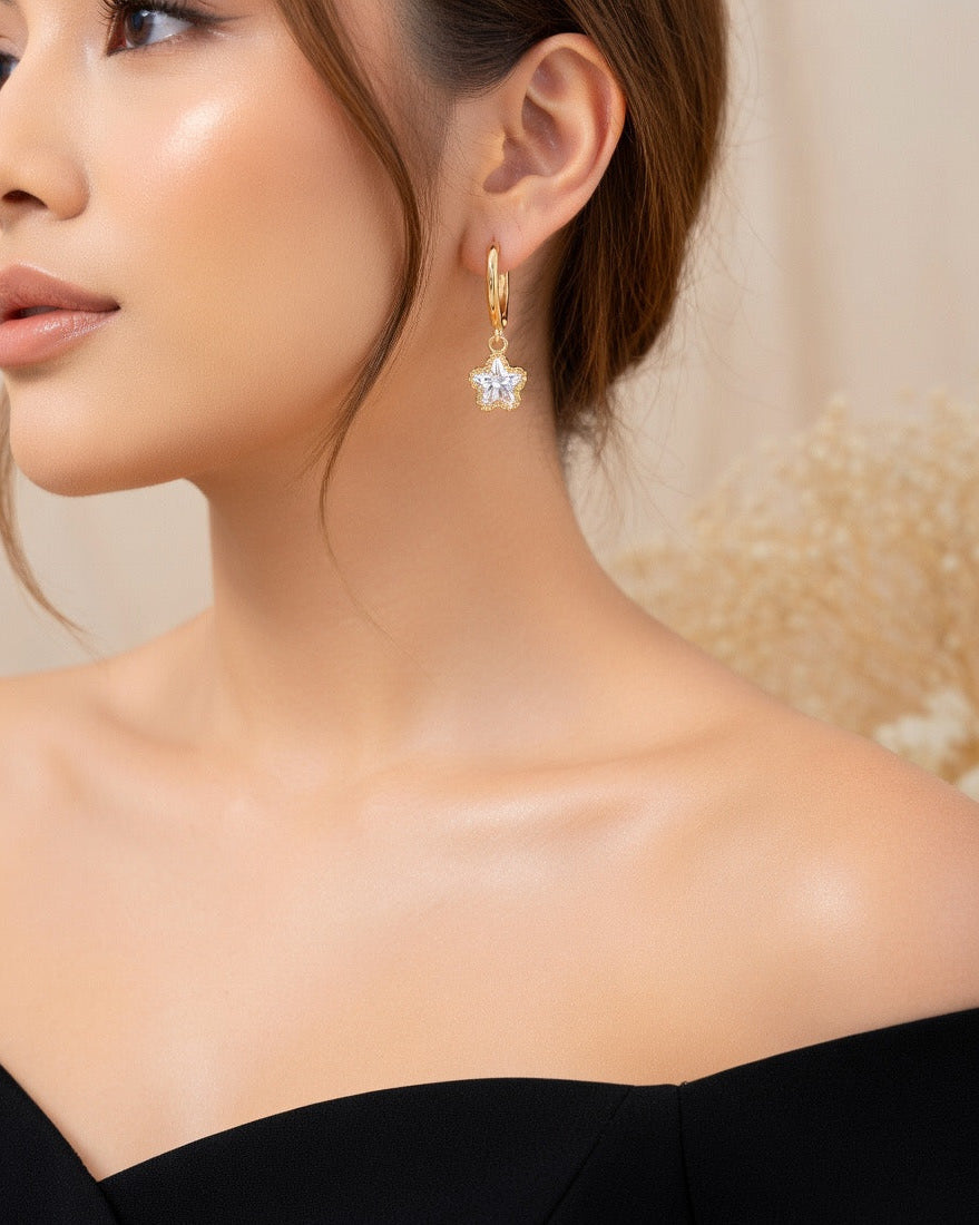 Golden Star Charm Huggie Earrings