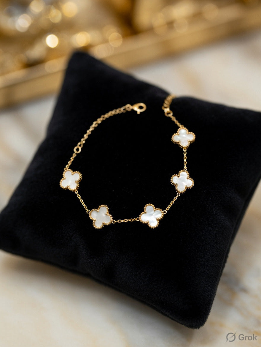 White Clover Charm bracelet