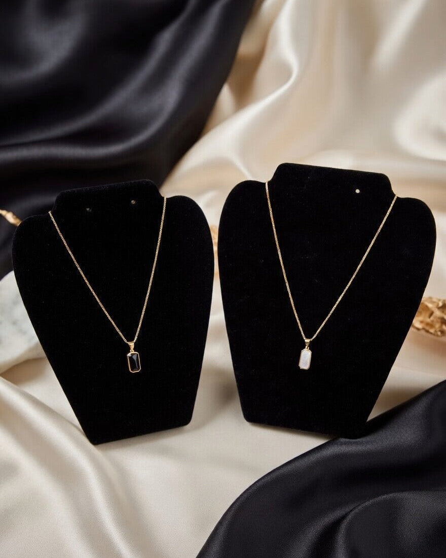 2-in-1 Reversible Rectangle Pendant Gold-Plated Necklace