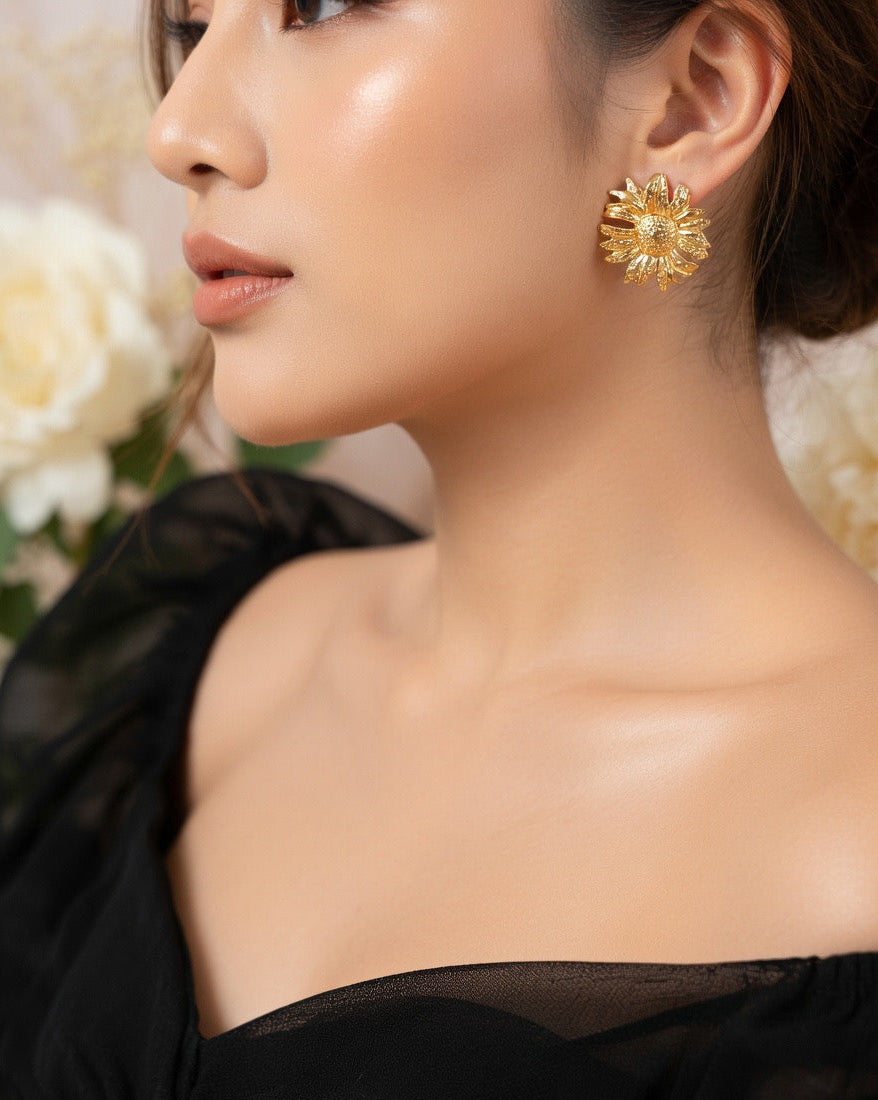 Golden Bloom Stud Earrings