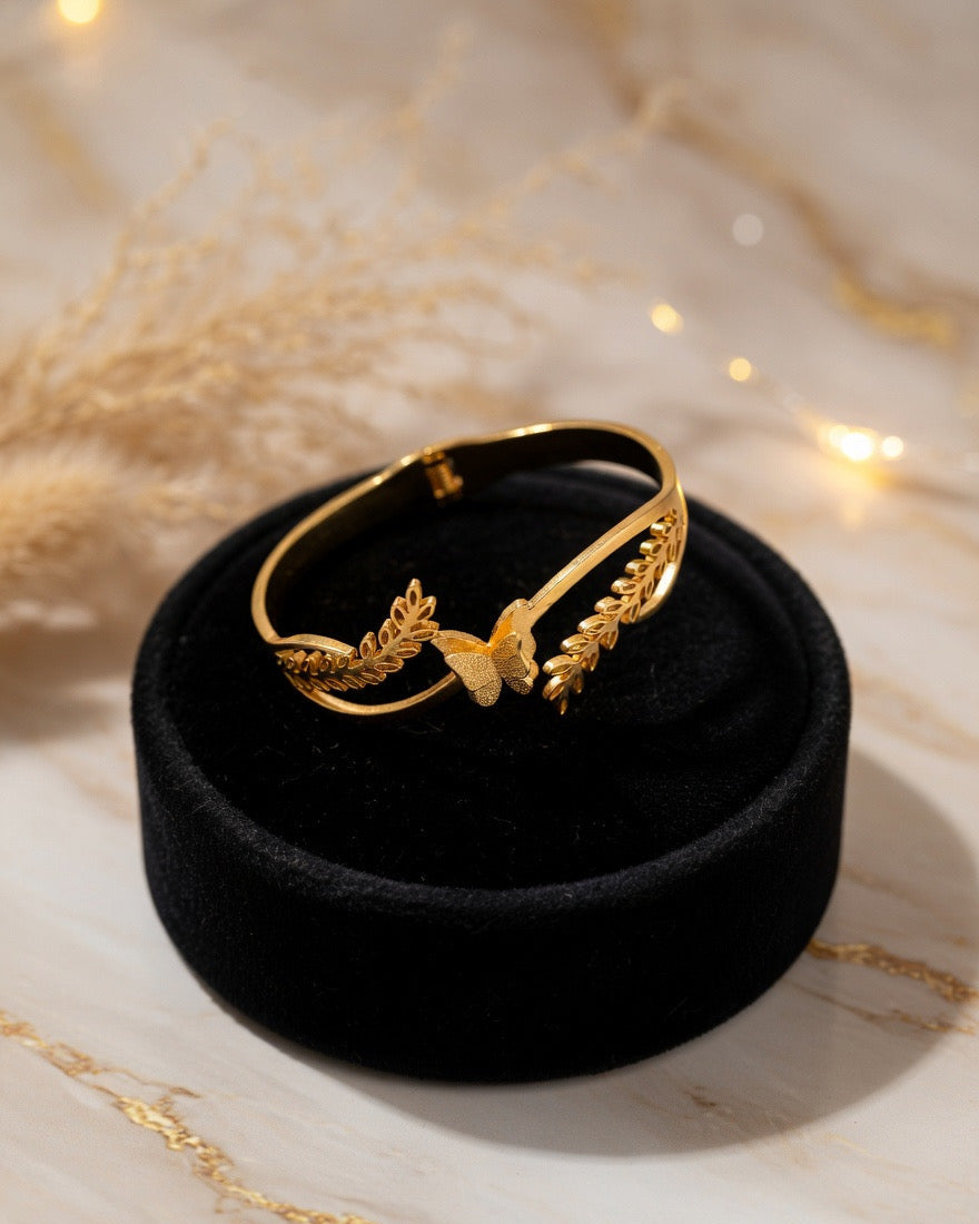 Butterfly and olive branch adjustable bracelet