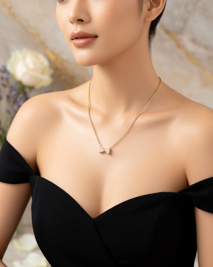Golden Bow Charm Necklace